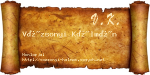 Vázsonyi Kálmán névjegykártya